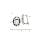 Sterling Silver Oval Cufflinks with Black Enamel, Polished Finish, Classic Formal Style for Men