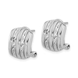 Sterling Silver Textured Geometric Striped Stud Earrings