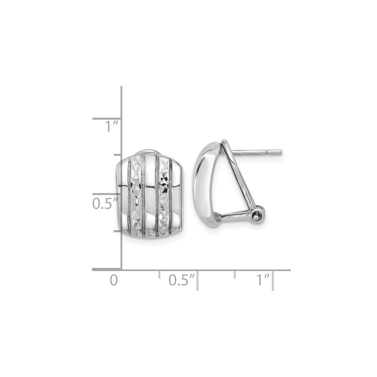 Sterling Silver Textured Geometric Striped Stud Earrings