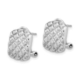 Sterling Silver Clip Earrings with Quilted Diamond Texture and Omega Back Closure