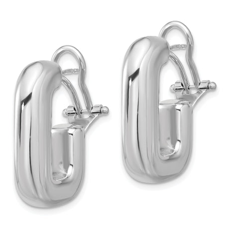 Sterling Silver Rectangular Hoop Earrings, Chunky High Polish Omega Back, Minimalist Geometric Design
