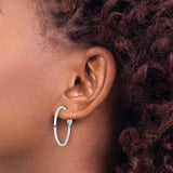 Sterling Silver Hoop Earrings, Polished Round Medium Size with Latch-Back Closure