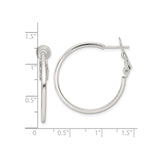 Sterling Silver Hoop Earrings, Polished Round Medium Size with Latch-Back Closure