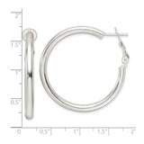 Sterling Silver Hoop Earrings, Polished Round Minimalist Design with Omega Back Closure