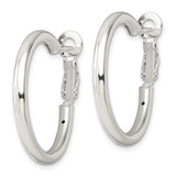 Sterling Silver Hoop Earrings, Smooth Polished Medium Round Hoops with Hinged Snap Closure