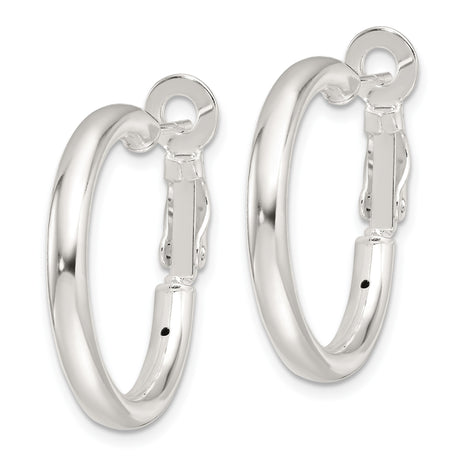 Sterling Silver Hoop Earrings, Polished Finish, Classic Round Minimalist Design for Women