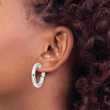 Sterling Silver Hoop Earrings, Classic Round Polished Design with Hinged Snap Closure