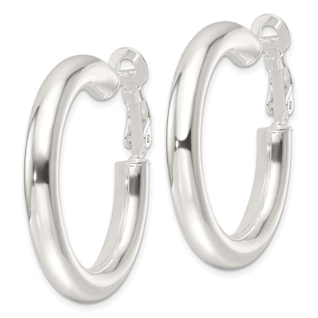 Sterling Silver Hoop Earrings, Classic Round Polished Design with Omega Back