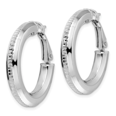 Sterling Silver Hoop Earrings with Polished Finish and Hammered Texture for Women