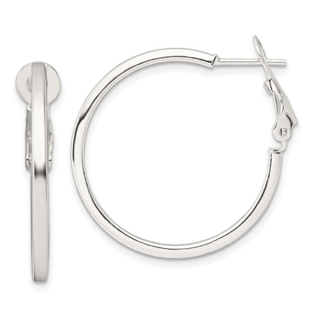 Sterling Silver Hoop Earrings, Classic Polished Round Hoops with Latch Back Closure for Women