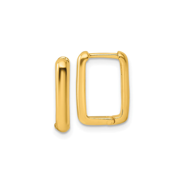 Sterling Silver Rectangular Hoop Earrings, Gold Plated, Modern Geometric Design