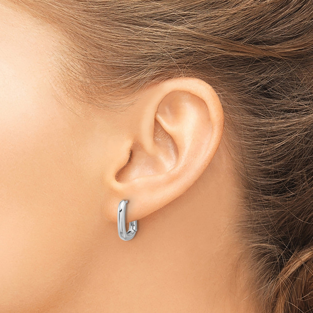 Sterling Silver Oval Hoop Earrings, Smooth Polished Finish, Minimalist Dome Design