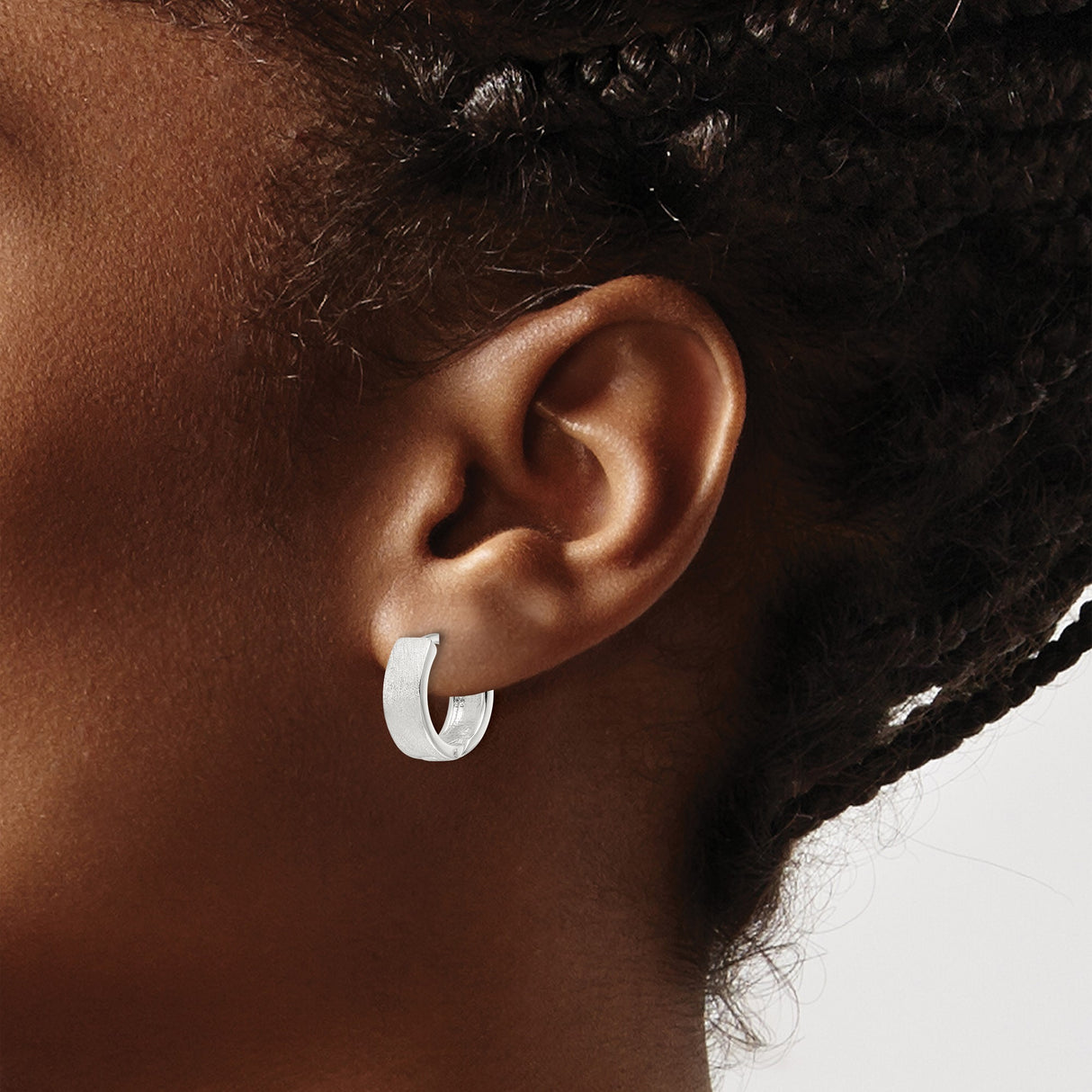 Sterling Silver Hoop Earrings, Brushed and Polished Finish, Classic Minimalist Design