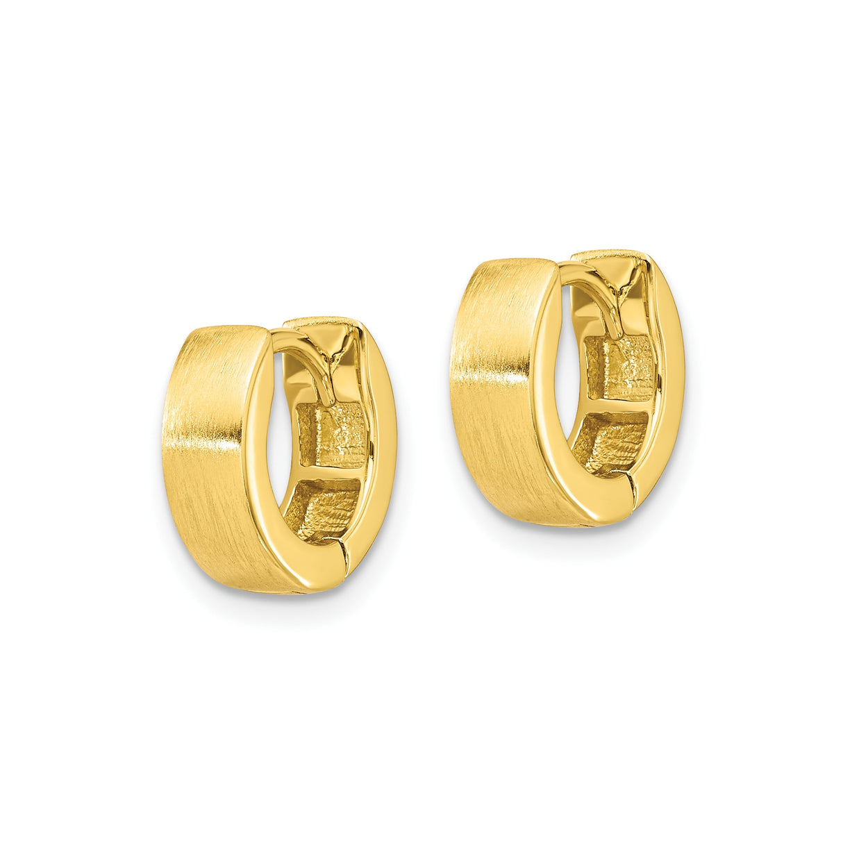 Sterling Silver Huggie Hoop Earrings, Gold-Plated, Brushed and Polished Minimalist Design