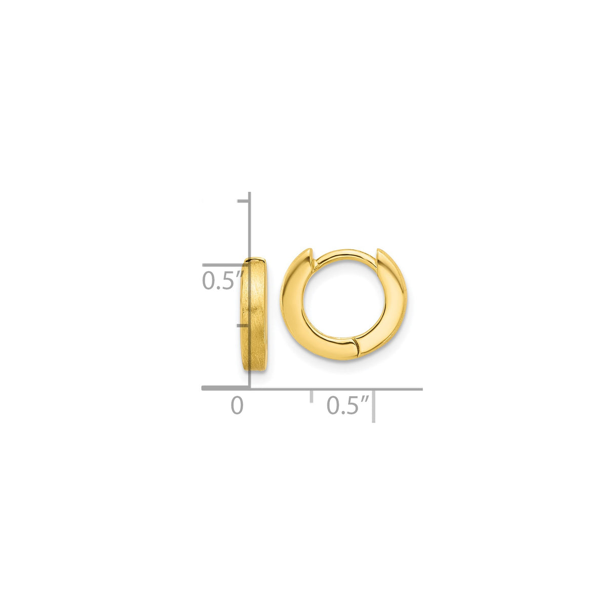 Sterling Silver Huggie Hoop Earrings with Brushed and Polished Dual Finish, 13mm Small Size