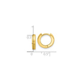 Sterling Silver Huggie Hoop Earrings with Brushed and Polished Dual Finish, 13mm Small Size