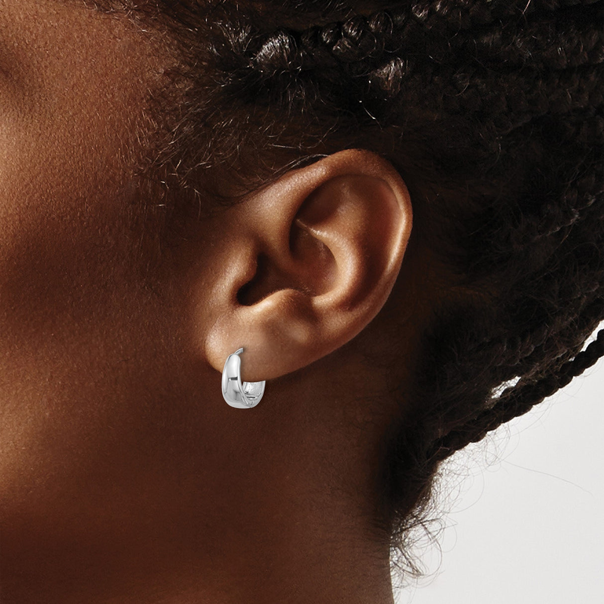 Sterling Silver Huggie Earrings, Small Rounded Hoop with Polished Finish, Minimalist Style for Women