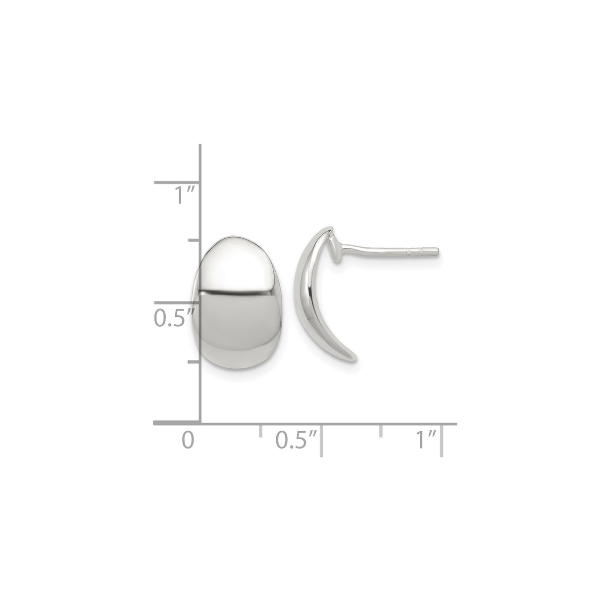 Sterling Silver Dome Stud Earrings, Smooth Polished Minimalist Modern Design