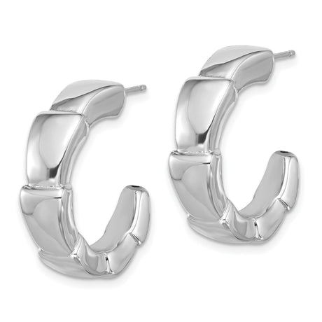 Sterling Silver Hoop Earrings, Bamboo Style Rounded Segment Design for Women