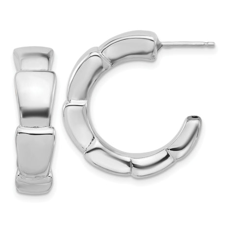 Sterling Silver Hoop Earrings, Bamboo Style Rounded Segment Design for Women