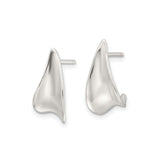 Sterling Silver Abstract Post Earrings with Sculptural Curved Design, Polished Minimalist Style
