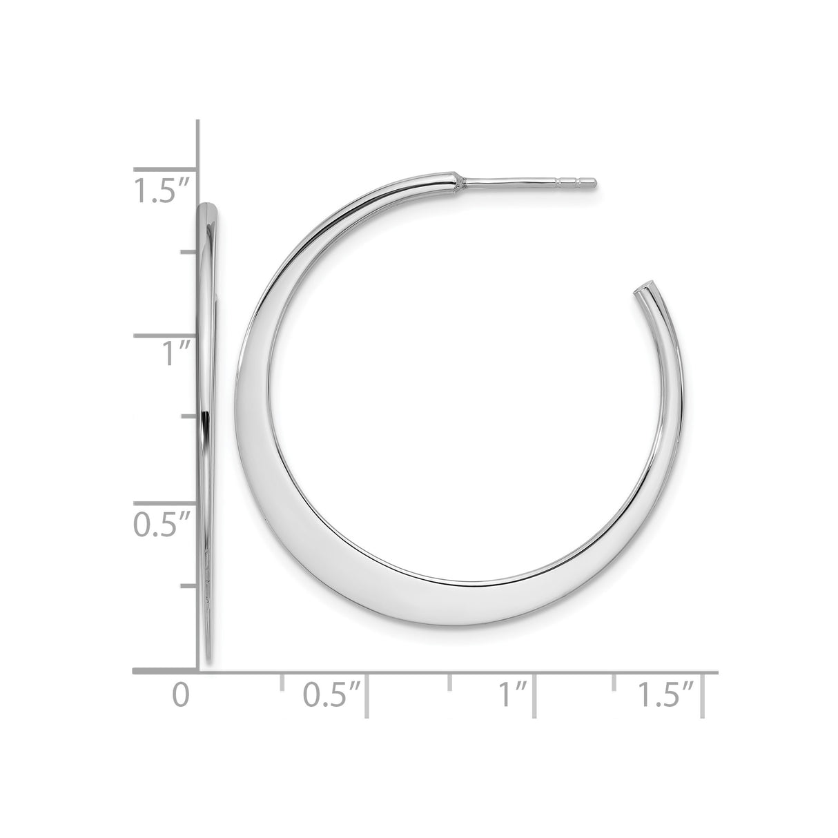 Sterling Silver Hoop Earrings, Tapered Sleek Design with Polished Finish, Lightweight Minimalist Style
