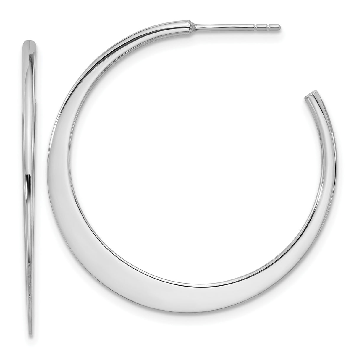 Sterling Silver Hoop Earrings, Tapered Sleek Design with Polished Finish, Lightweight Minimalist Style