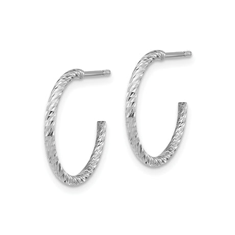 Sterling Silver Hoop Earrings, Diamond Cut Textured Half Hoops, Modern Minimalist Style