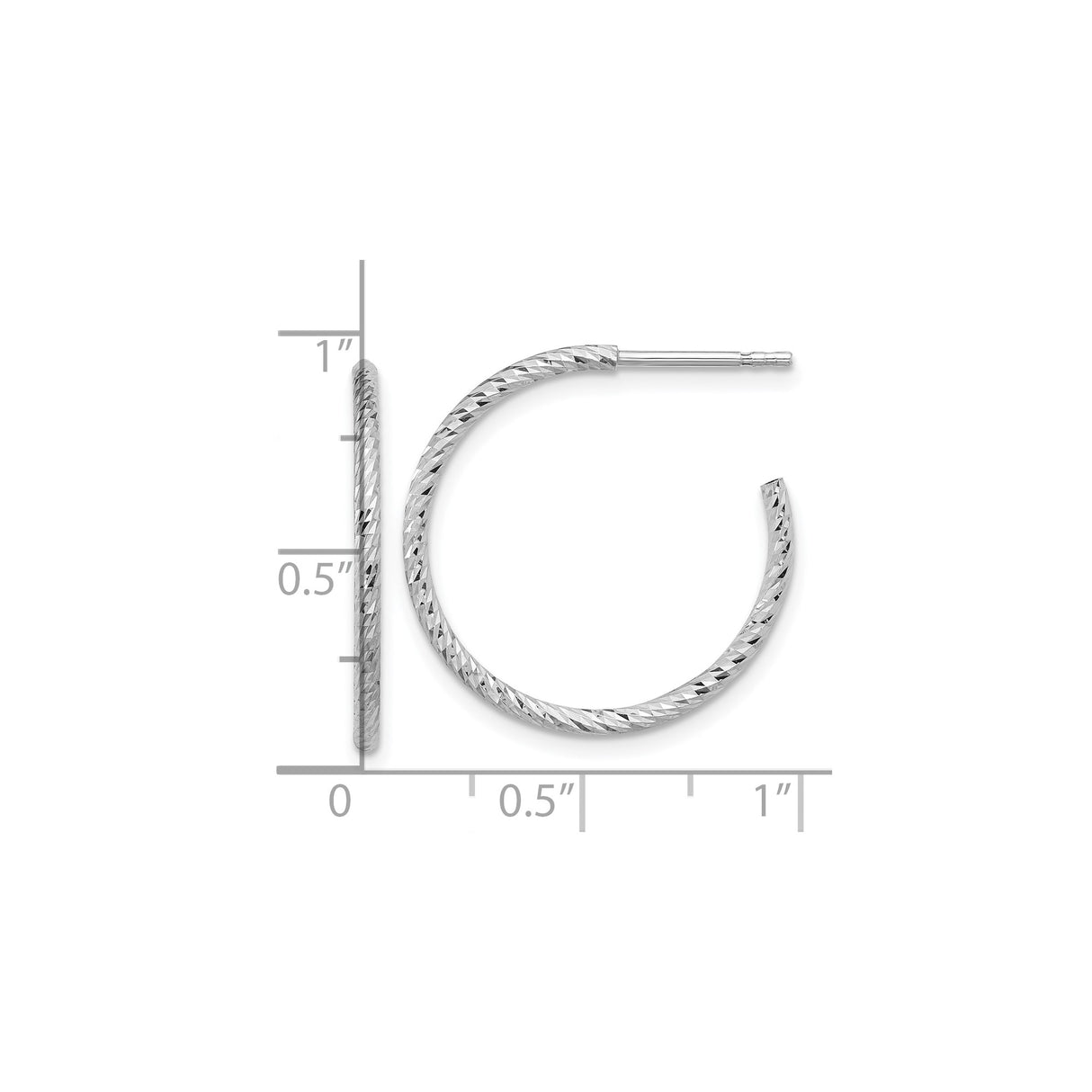 Sterling Silver Hoop Earrings, Diamond Cut Textured Medium Tube Design, Lightweight and Polished