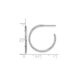 Sterling Silver Hoop Earrings, Diamond Cut Textured Medium Tube Design, Lightweight and Polished