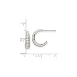 Sterling Silver Twisted Rope Hoop Earrings, Polished Textured Half Hoops for Women