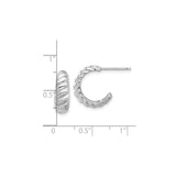 Sterling Silver Hoop Earrings with Twisted Rope Design and Polished Finish