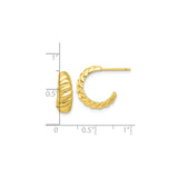 Sterling Silver Rope Hoop Earrings, Twisted Gold Vermeil Half Hoops for Women
