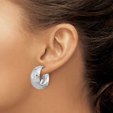 Sterling Silver Hoop Earrings with Textured Basketweave and Geometric Etched Pattern