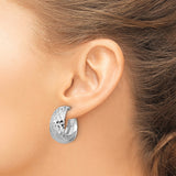 Sterling Silver Hoop Earrings, Diamond-Cut Faceted Design with High-Polish Finish