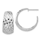 Sterling Silver Hoop Earrings, Diamond-Cut Faceted Design with High-Polish Finish