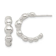 Sterling Silver Beaded Hoop Earrings with Domed Polished Rounded Beads and Sculptural Shape