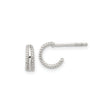 Sterling Silver Half Hoop Earrings with Twisted Rope Texture and Polished Center Band