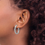 Sterling Silver Hoop Earrings with Twisted Rope and Braided Design for Women