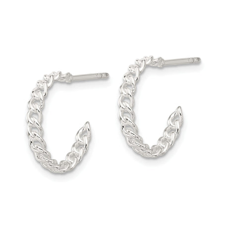 Sterling Silver Minimalist Half Circle Rope Hoop Earrings