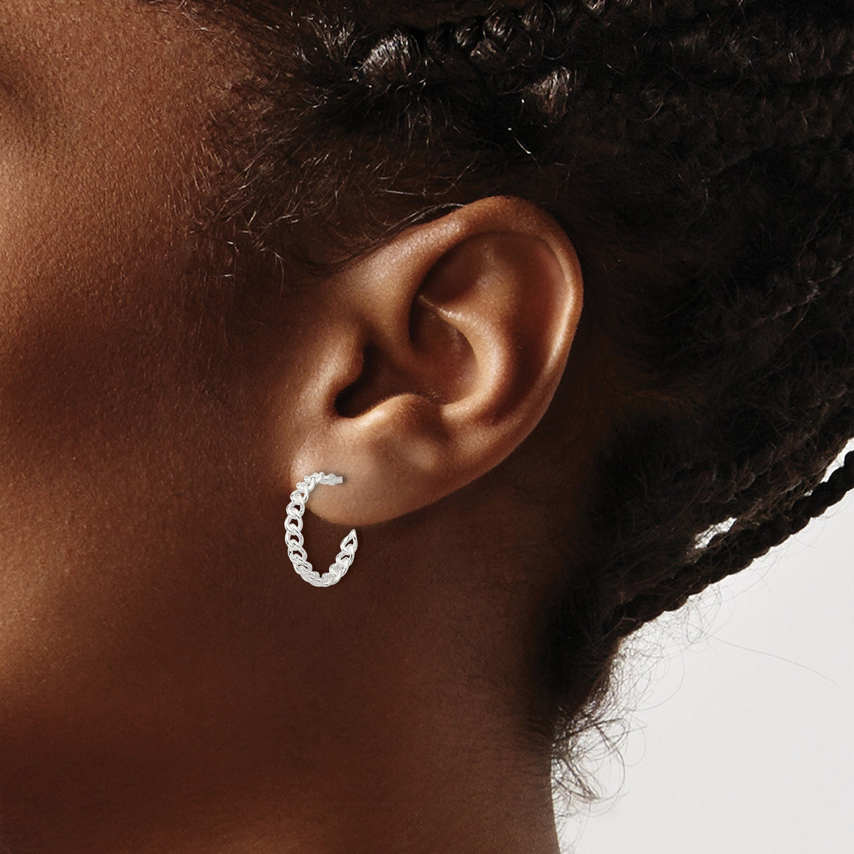 Sterling Silver Minimalist Half Circle Rope Hoop Earrings
