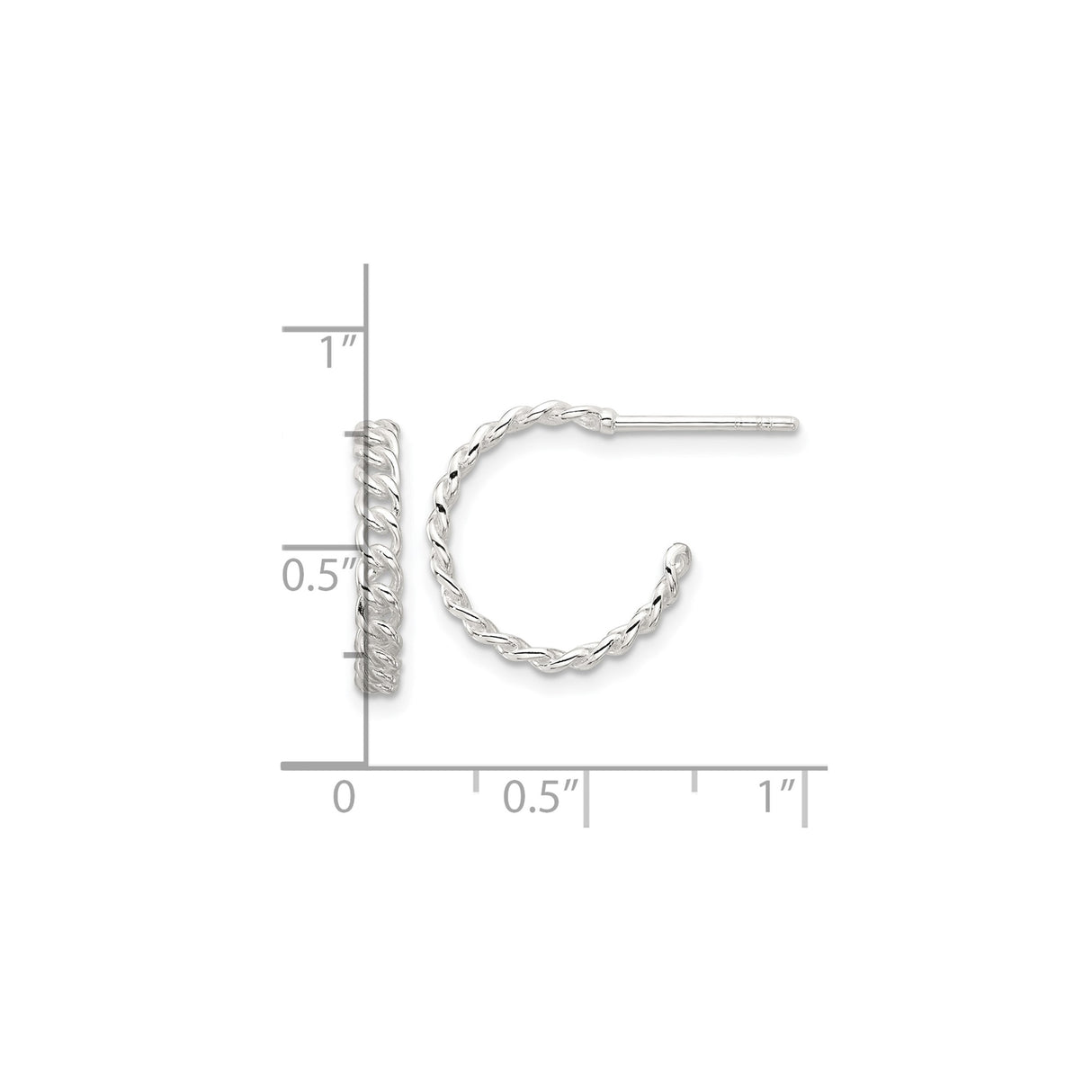 Sterling Silver Minimalist Half Circle Rope Hoop Earrings