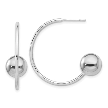 Sterling Silver Hoop Earrings with Open Circle Design and Polished Ball Ends