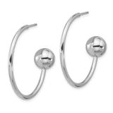 Sterling Silver Open Hoop Earrings with Polished Ball Ends, Minimalist Contemporary Design