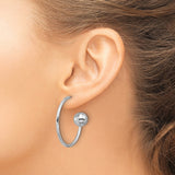 Sterling Silver Open Hoop Earrings with Polished Ball Ends, Minimalist Contemporary Design