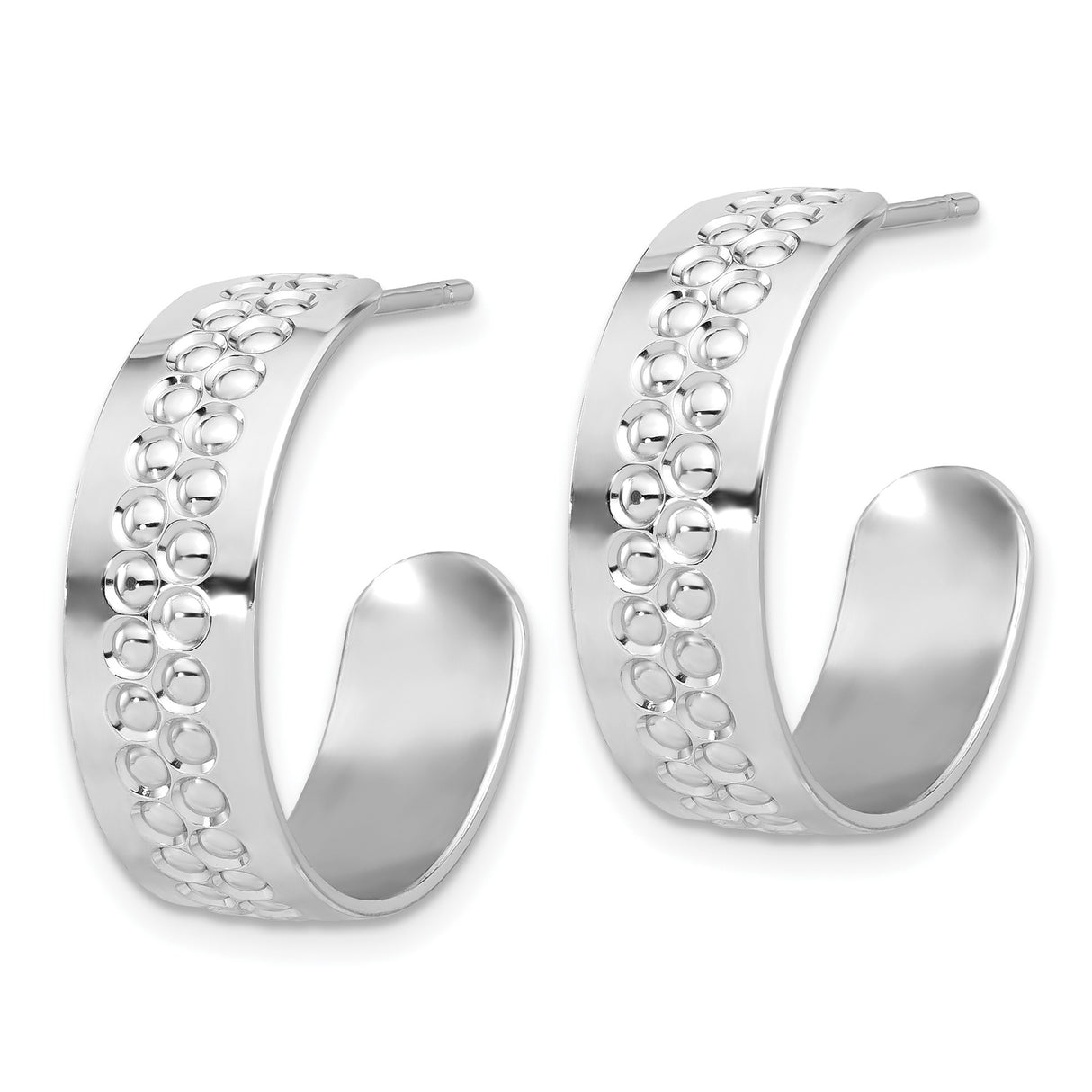 Sterling Silver Hoop Earrings with Polished Finish and Raised Bubble Texture