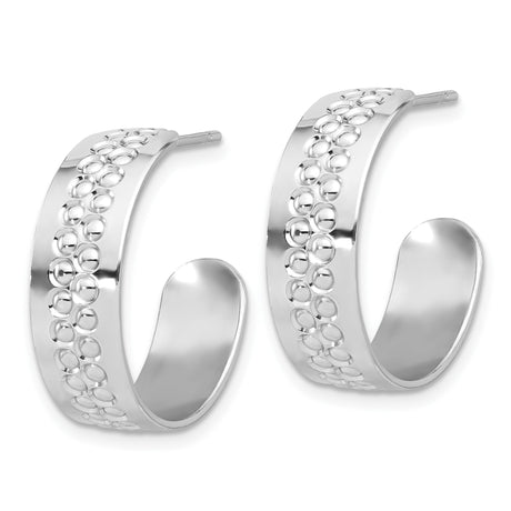 Sterling Silver Hoop Earrings with Polished Finish and Raised Bubble Texture
