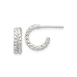 Sterling Silver Braided Hoop Earrings with Twisted Rope Design and Polished Finish