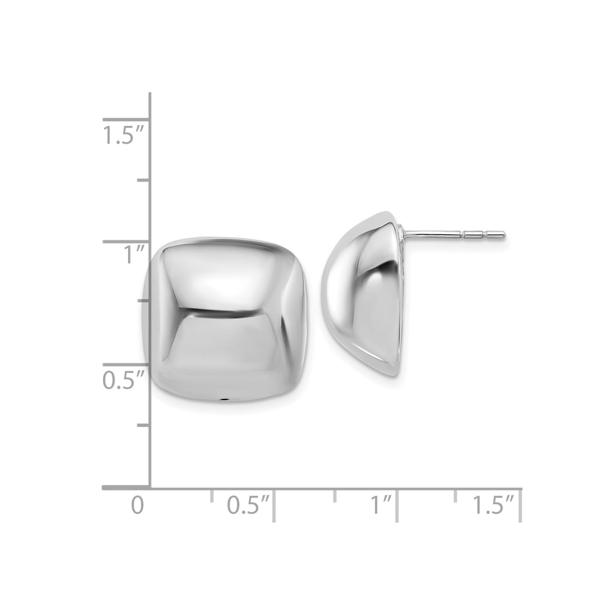 Sterling Silver Cushion Stud Earrings, Minimalist Square Design, Sleek Contemporary Style