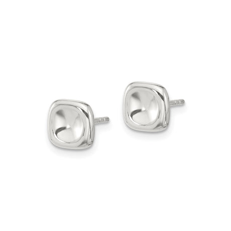 Sterling Silver Cushion Stud Earrings, Minimalist Square Design for Women